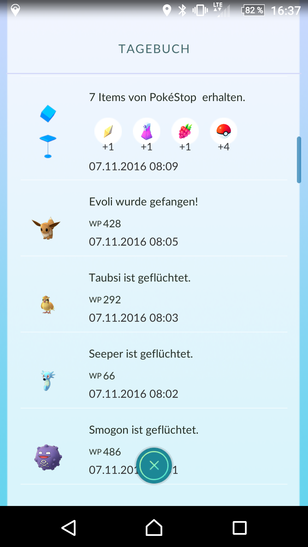 Tagebuchauszug mit Pokémon GO Plus